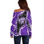 Hobart Hurricanes Off Shoulder Sweater Flaming Lightning Storm Geometric Sports Mascot Art