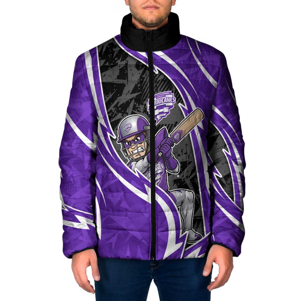 Hobart Hurricanes Padded Jacket Flaming Lightning Storm Geometric Sports Mascot Art