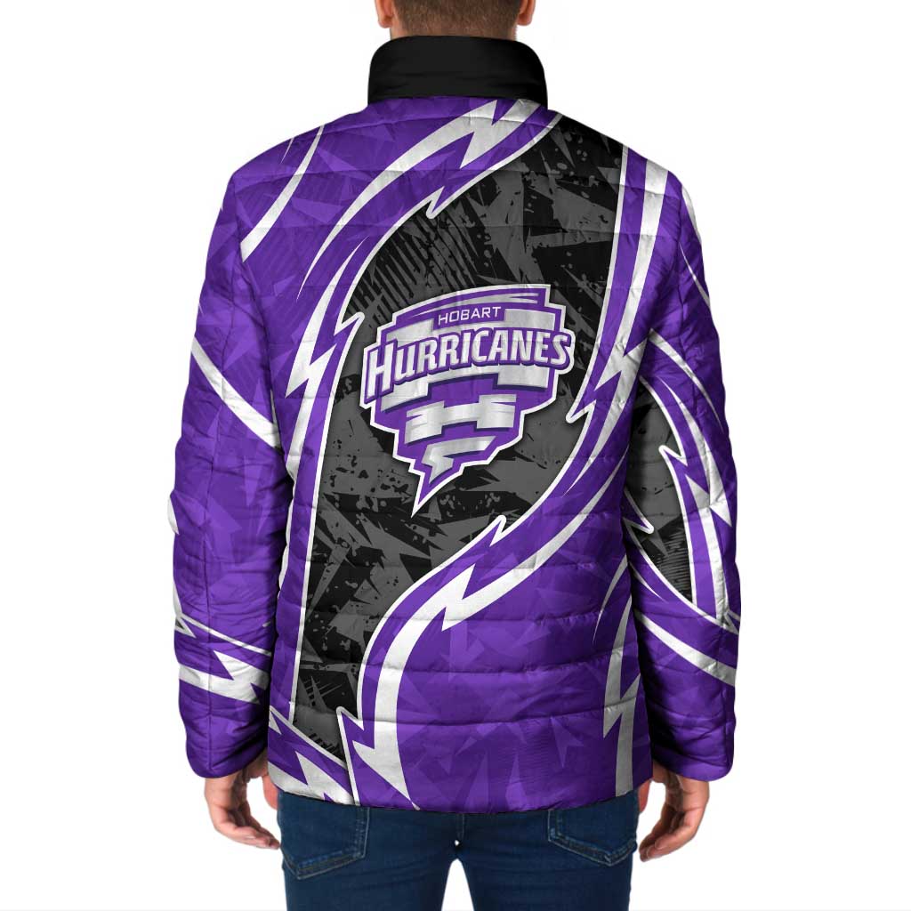 Hobart Hurricanes Padded Jacket Flaming Lightning Storm Geometric Sports Mascot Art