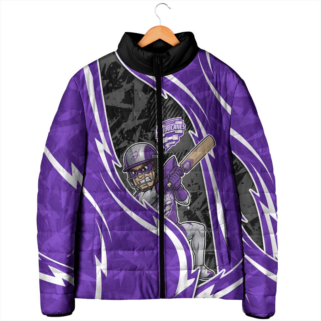 Hobart Hurricanes Padded Jacket Flaming Lightning Storm Geometric Sports Mascot Art