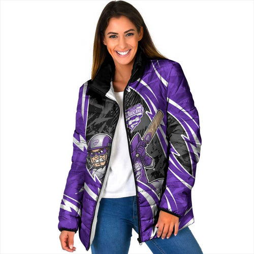 Hobart Hurricanes Padded Jacket Flaming Lightning Storm Geometric Sports Mascot Art