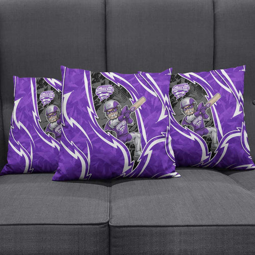 Hobart Hurricanes Pillow Cover Flaming Lightning Storm Geometric Sports Mascot Art