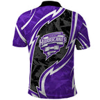 Hobart Hurricanes Polo Shirt Flaming Lightning Storm Geometric Sports Mascot Art