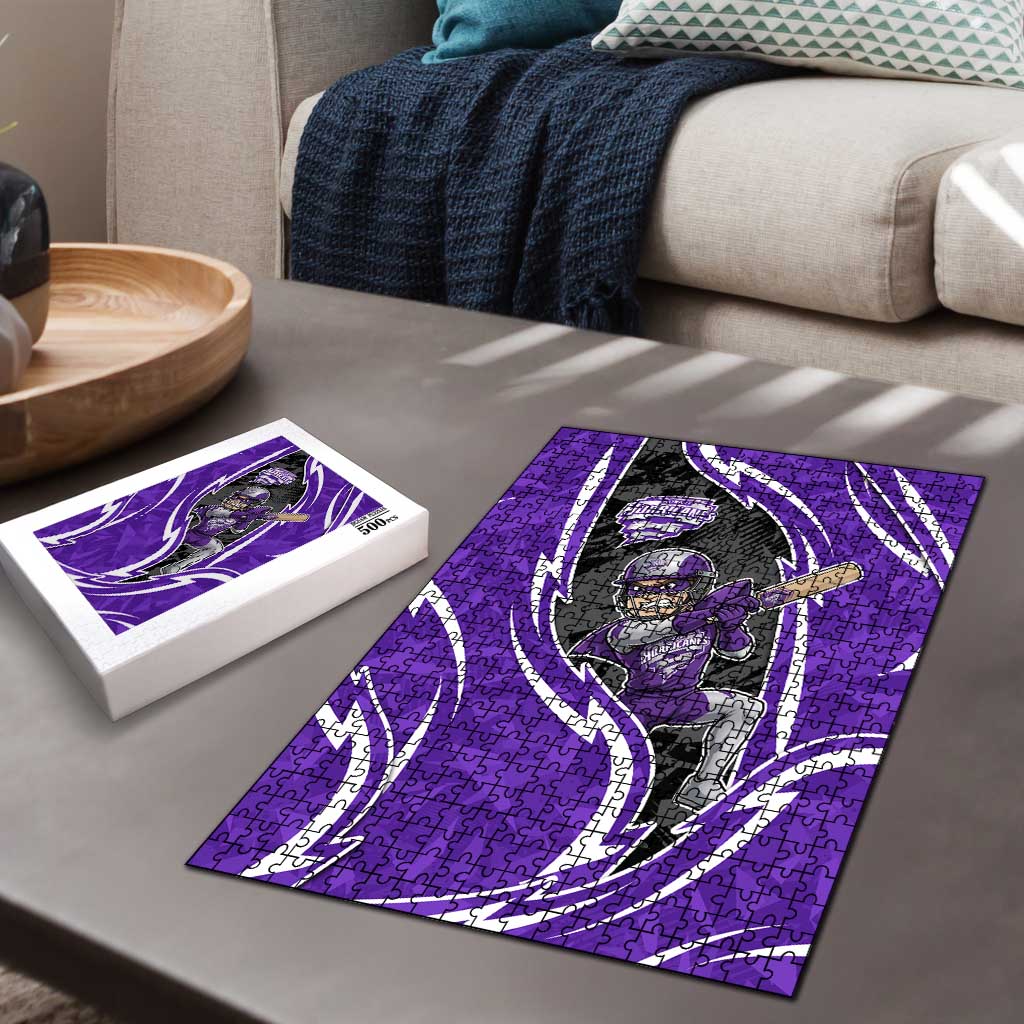 Hobart Hurricanes Puzzle Flaming Lightning Storm Geometric Sports Mascot Art