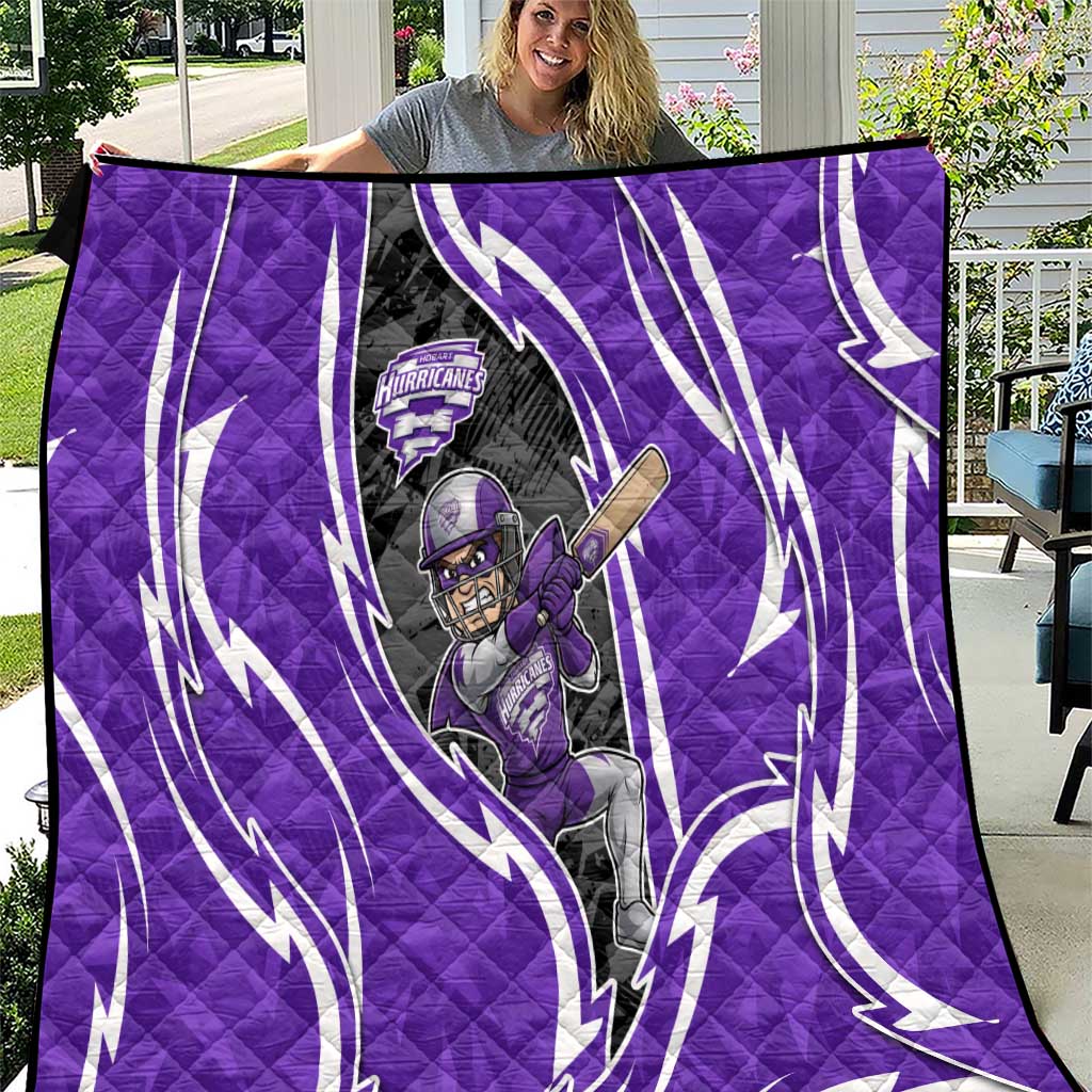 Hobart Hurricanes Quilt Flaming Lightning Storm Geometric Sports Mascot Art