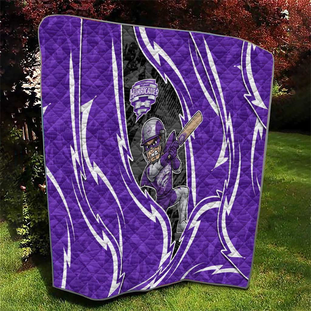 Hobart Hurricanes Quilt Flaming Lightning Storm Geometric Sports Mascot Art