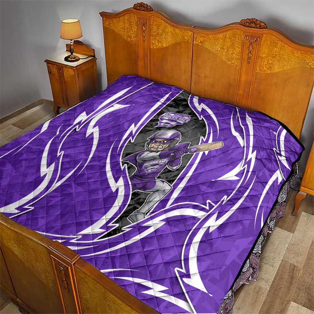 Hobart Hurricanes Quilt Flaming Lightning Storm Geometric Sports Mascot Art