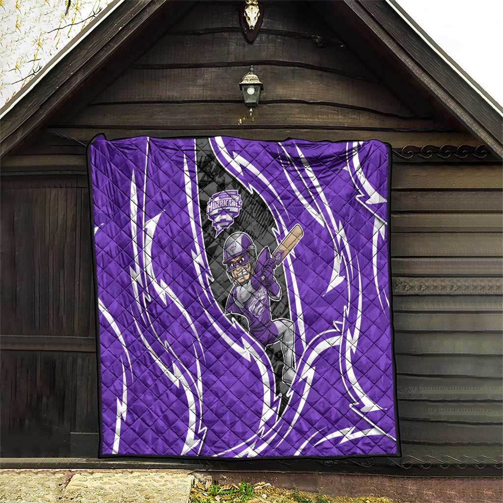 Hobart Hurricanes Quilt Flaming Lightning Storm Geometric Sports Mascot Art