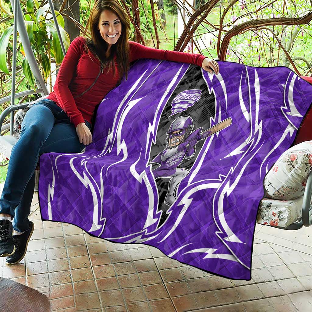 Hobart Hurricanes Quilt Flaming Lightning Storm Geometric Sports Mascot Art