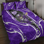 Hobart Hurricanes Quilt Bed Set Flaming Lightning Storm Geometric Sports Mascot Art