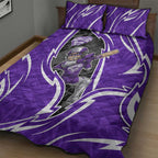 Hobart Hurricanes Quilt Bed Set Flaming Lightning Storm Geometric Sports Mascot Art