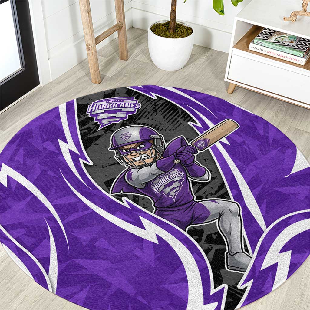 Hobart Hurricanes Round Carpet Flaming Lightning Storm Geometric Sports Mascot Art