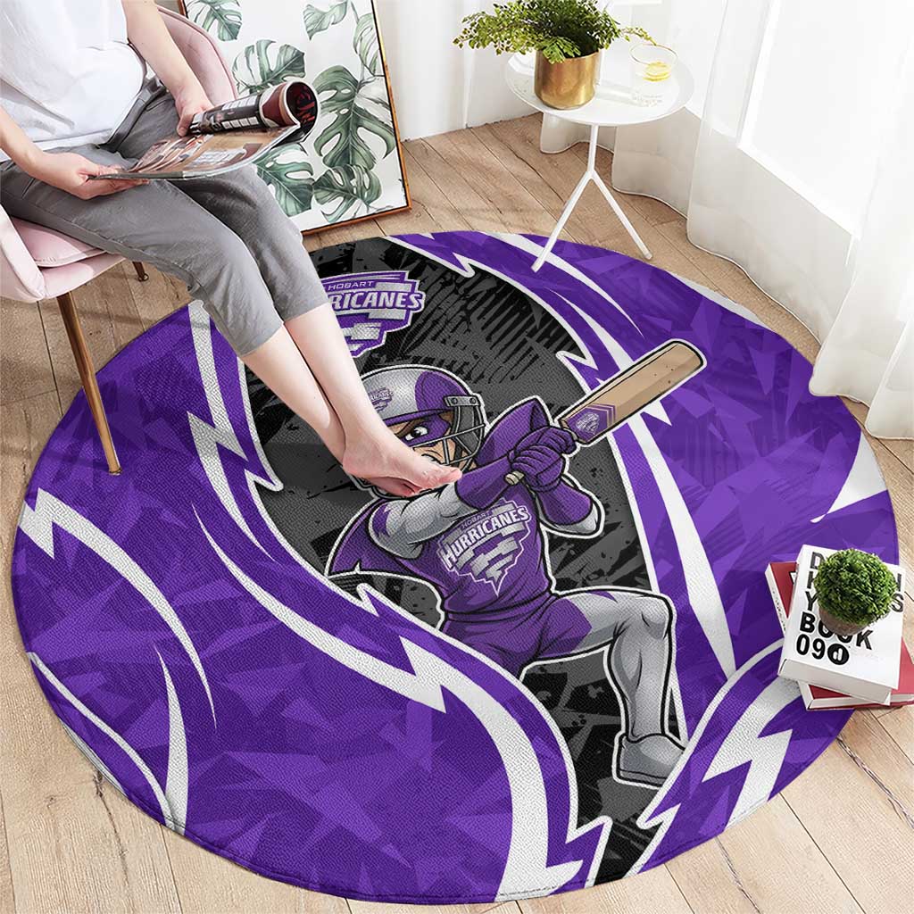 Hobart Hurricanes Round Carpet Flaming Lightning Storm Geometric Sports Mascot Art