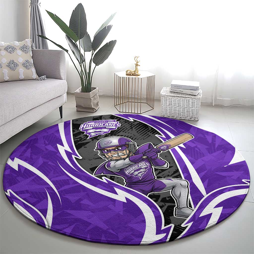 Hobart Hurricanes Round Carpet Flaming Lightning Storm Geometric Sports Mascot Art