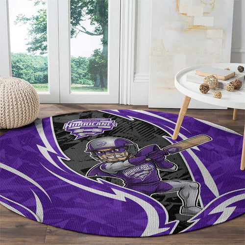 Hobart Hurricanes Round Carpet Flaming Lightning Storm Geometric Sports Mascot Art
