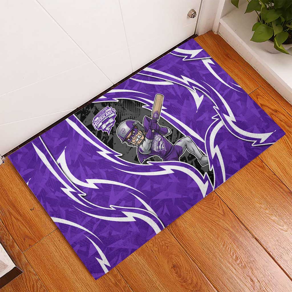 Hobart Hurricanes Rubber Doormat Flaming Lightning Storm Geometric Sports Mascot Art