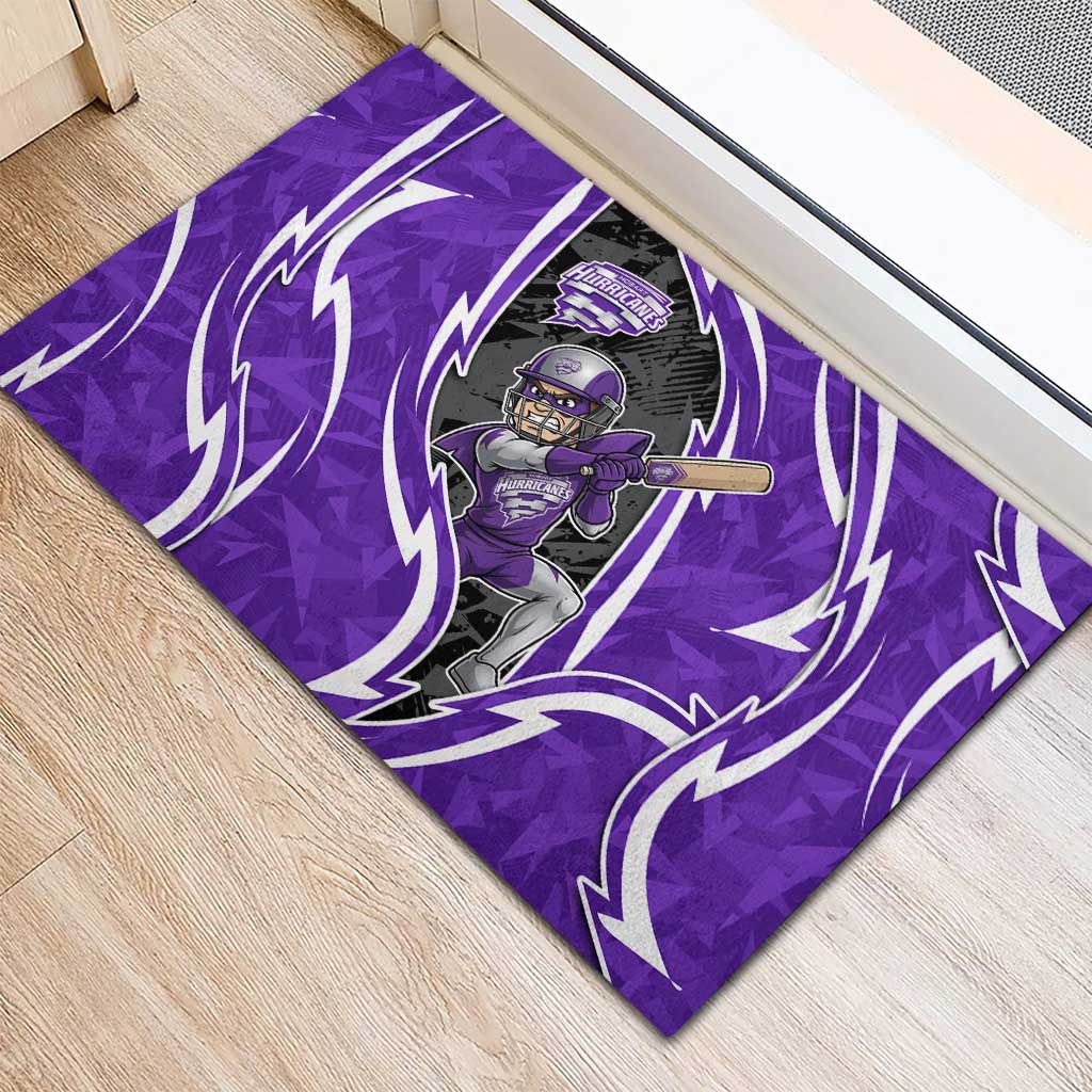 Hobart Hurricanes Rubber Doormat Flaming Lightning Storm Geometric Sports Mascot Art