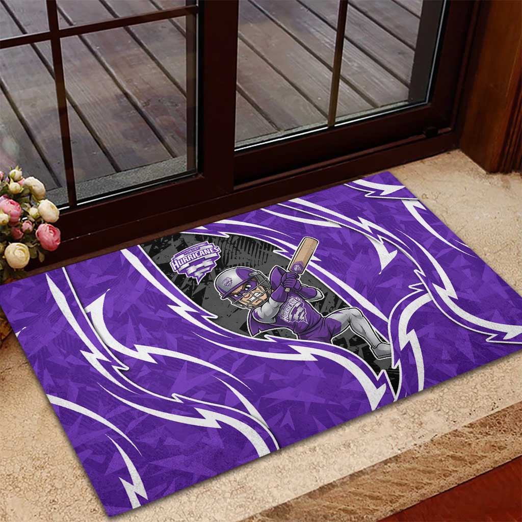 Hobart Hurricanes Rubber Doormat Flaming Lightning Storm Geometric Sports Mascot Art