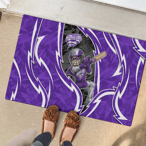 Hobart Hurricanes Rubber Doormat Flaming Lightning Storm Geometric Sports Mascot Art