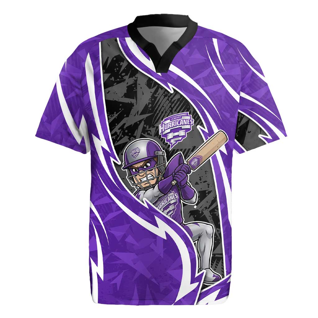 Hobart Hurricanes Rugby Jersey Flaming Lightning Storm Geometric Sports Mascot Art
