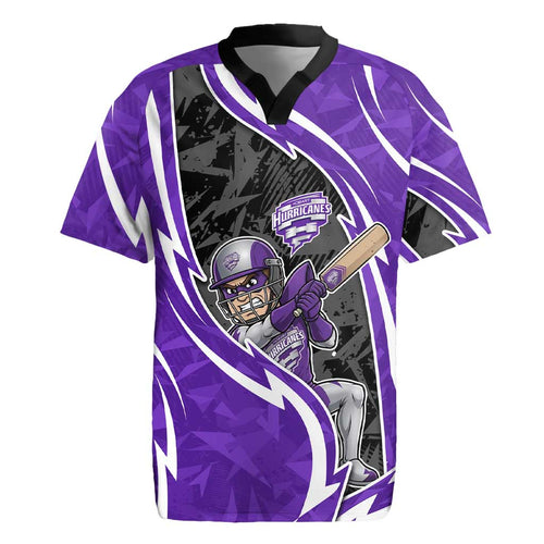 Hobart Hurricanes Rugby Jersey Flaming Lightning Storm Geometric Sports Mascot Art
