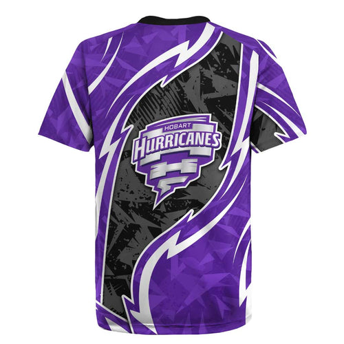 Hobart Hurricanes Rugby Jersey Flaming Lightning Storm Geometric Sports Mascot Art