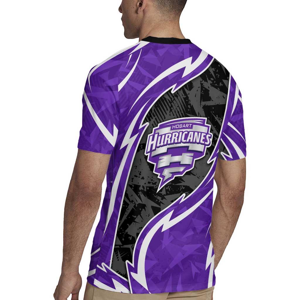 Hobart Hurricanes Rugby Jersey Flaming Lightning Storm Geometric Sports Mascot Art