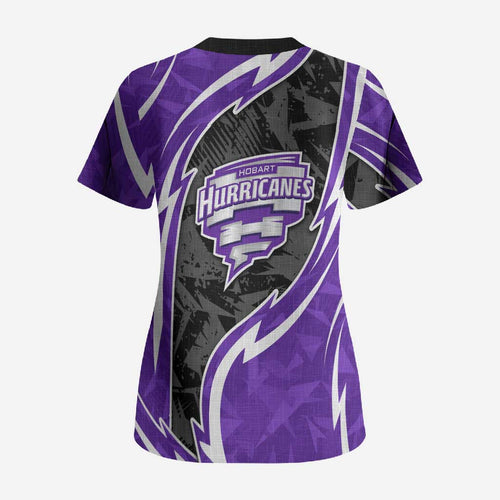 Hobart Hurricanes Scrub Top Flaming Lightning Storm Geometric Sports Mascot Art