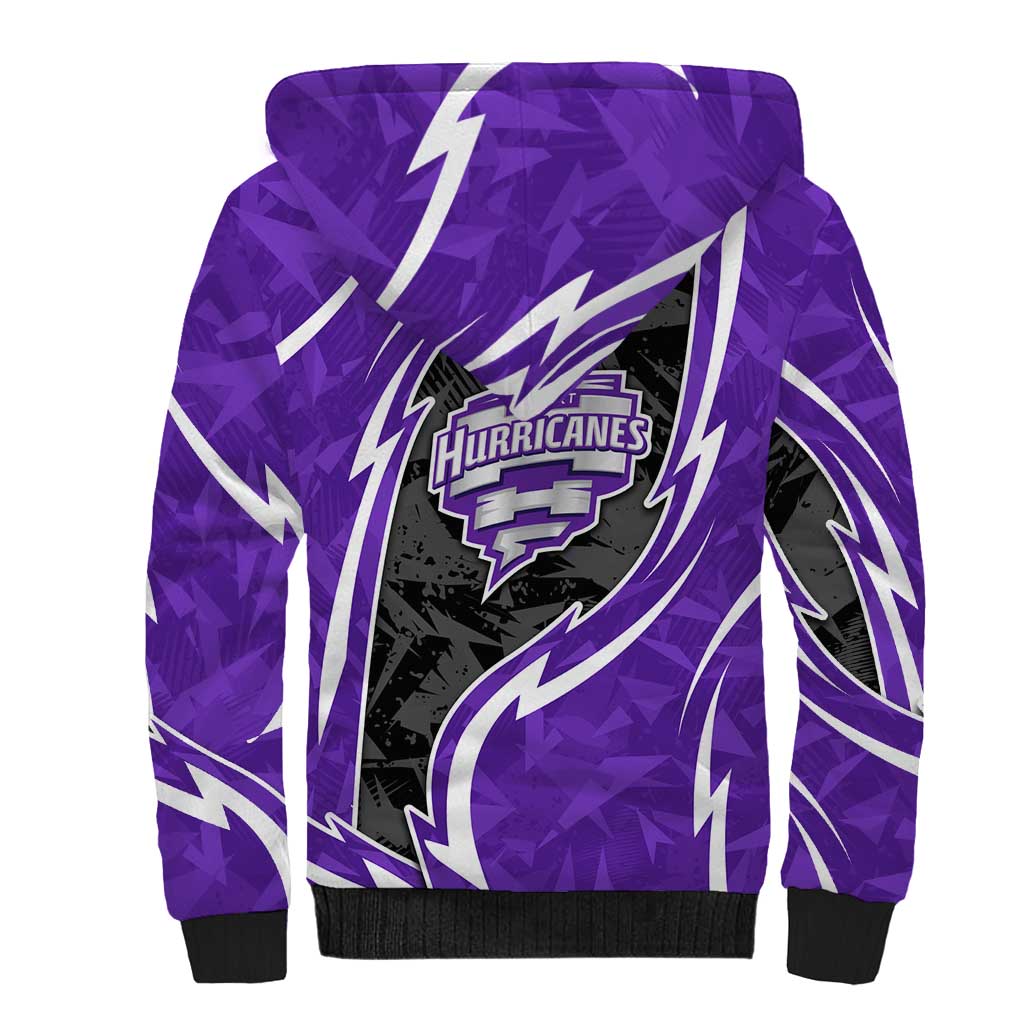 Hobart Hurricanes Sherpa Hoodie Flaming Lightning Storm Geometric Sports Mascot Art