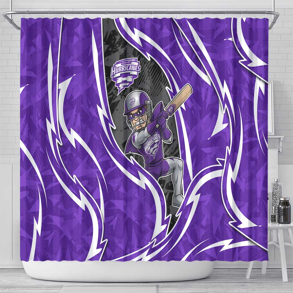 Hobart Hurricanes Shower Curtain Flaming Lightning Storm Geometric Sports Mascot Art