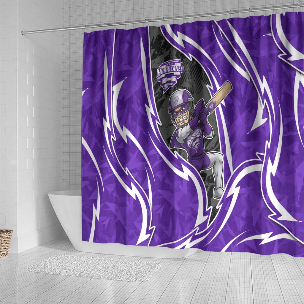 Hobart Hurricanes Shower Curtain Flaming Lightning Storm Geometric Sports Mascot Art