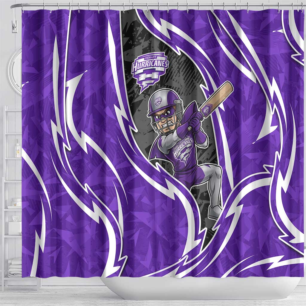 Hobart Hurricanes Shower Curtain Flaming Lightning Storm Geometric Sports Mascot Art