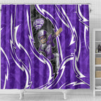 Hobart Hurricanes Shower Curtain Flaming Lightning Storm Geometric Sports Mascot Art