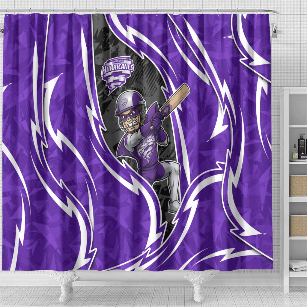 Hobart Hurricanes Shower Curtain Flaming Lightning Storm Geometric Sports Mascot Art