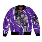 Hobart Hurricanes Sleeve Zip Bomber Jacket Flaming Lightning Storm Geometric Sports Mascot Art