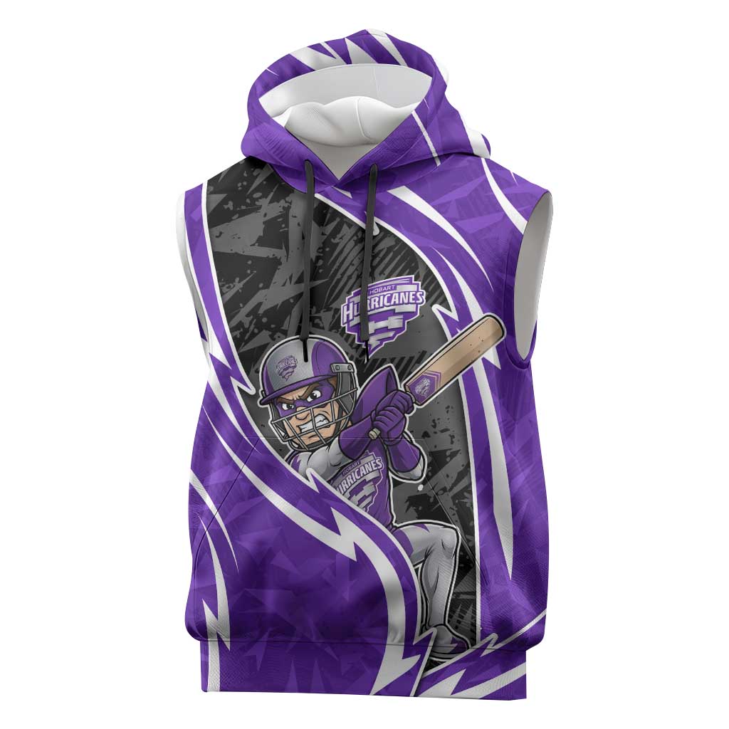 Hobart Hurricanes Sleeveless Hoodie Flaming Lightning Storm Geometric Sports Mascot Art