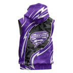 Hobart Hurricanes Sleeveless Hoodie Flaming Lightning Storm Geometric Sports Mascot Art