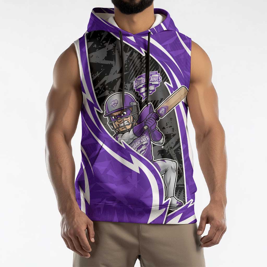 Hobart Hurricanes Sleeveless Hoodie Flaming Lightning Storm Geometric Sports Mascot Art