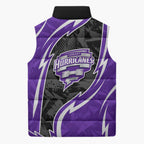 Hobart Hurricanes Sleeveless Puffer Jacket Flaming Lightning Storm Geometric Sports Mascot Art