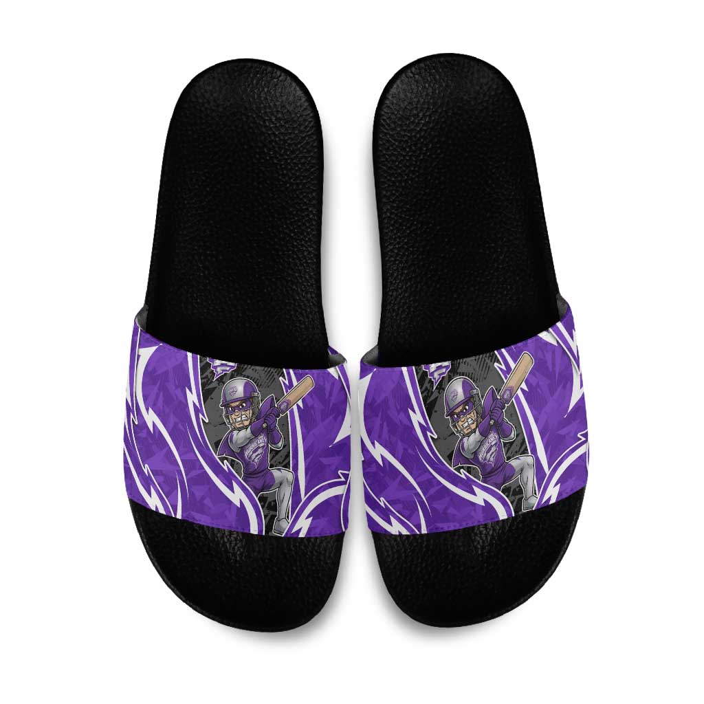 Hobart Hurricanes Slide Sandals Flaming Lightning Storm Geometric Sports Mascot Art
