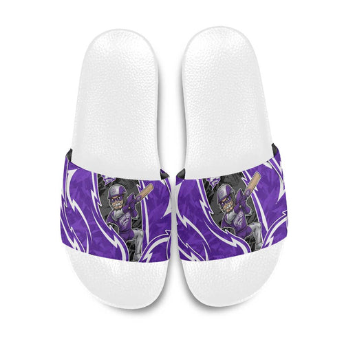 Hobart Hurricanes Slide Sandals Flaming Lightning Storm Geometric Sports Mascot Art