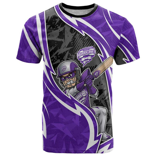 Hobart Hurricanes T Shirt Flaming Lightning Storm Geometric Sports Mascot Art
