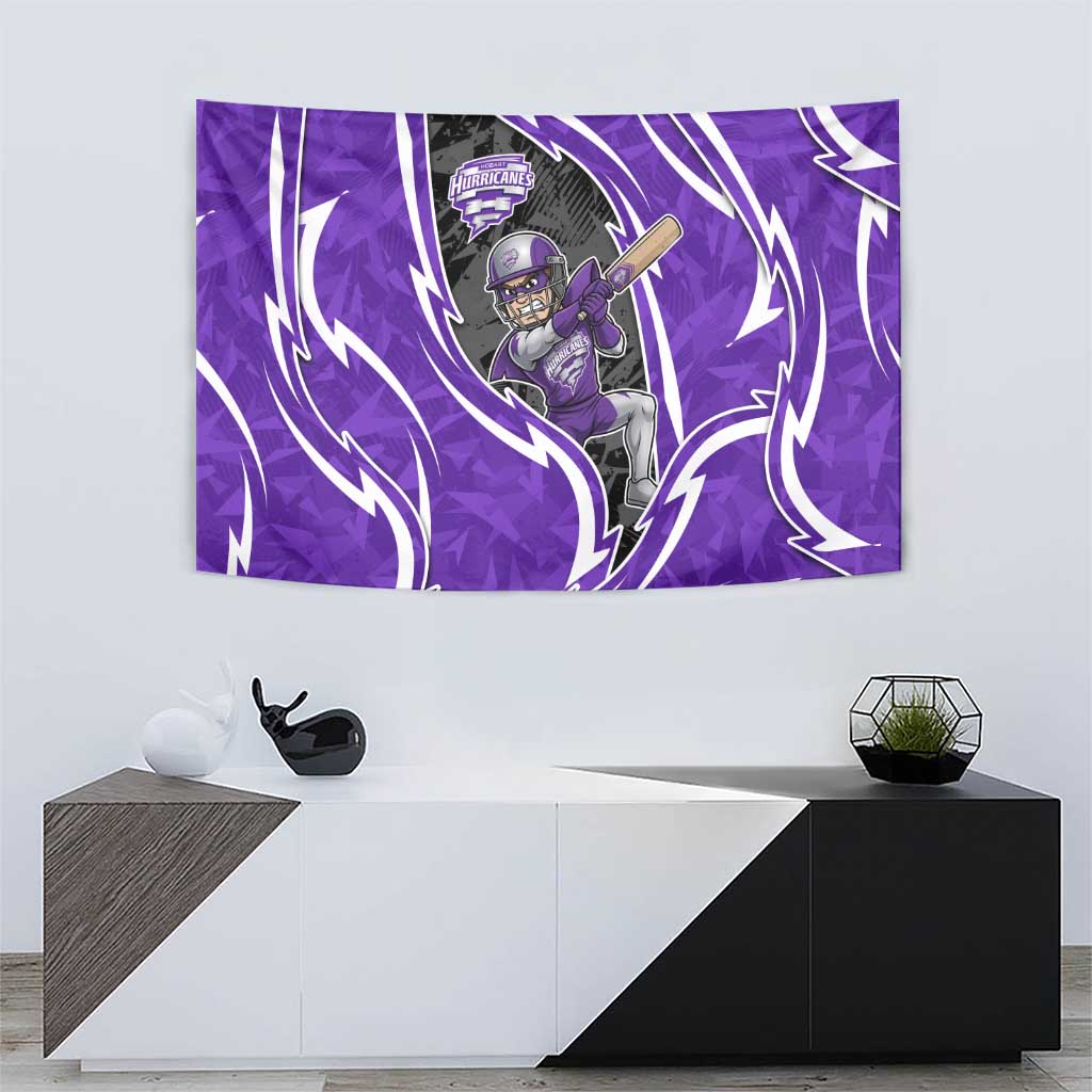 Hobart Hurricanes Tapestry Flaming Lightning Storm Geometric Sports Mascot Art