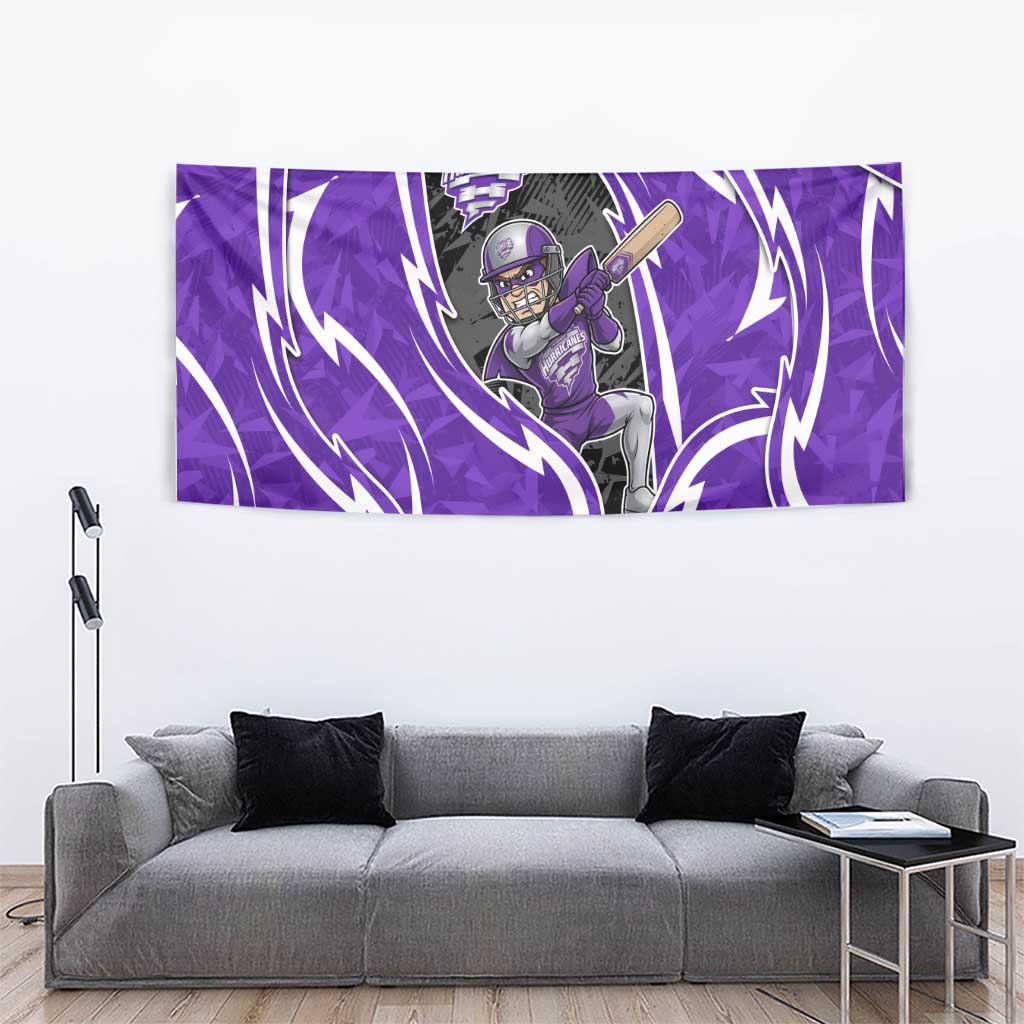 Hobart Hurricanes Tapestry Flaming Lightning Storm Geometric Sports Mascot Art