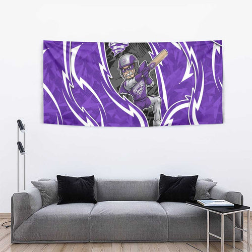 Hobart Hurricanes Tapestry Flaming Lightning Storm Geometric Sports Mascot Art