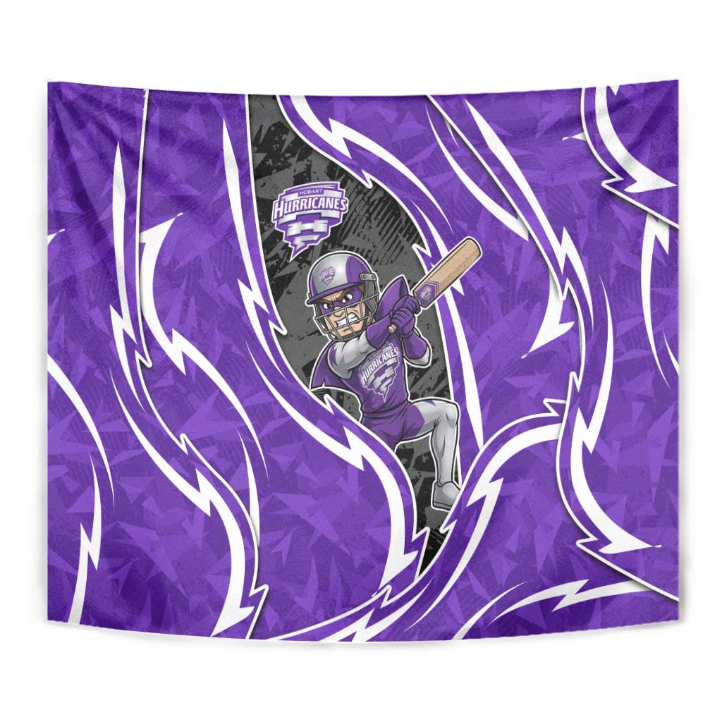 Hobart Hurricanes Tapestry Flaming Lightning Storm Geometric Sports Mascot Art