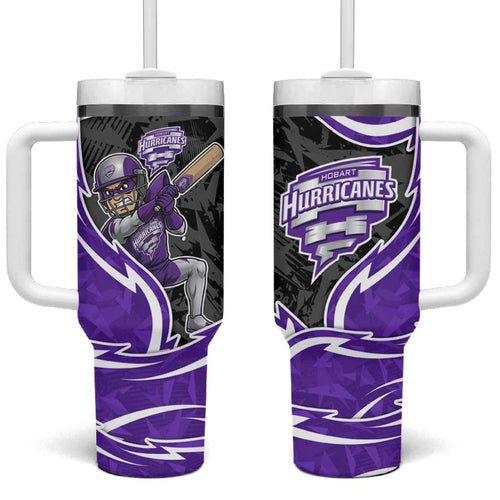 Hobart Hurricanes Tumbler With Handle Flaming Lightning Storm Geometric Sports Mascot Art