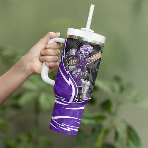 Hobart Hurricanes Tumbler With Handle Flaming Lightning Storm Geometric Sports Mascot Art