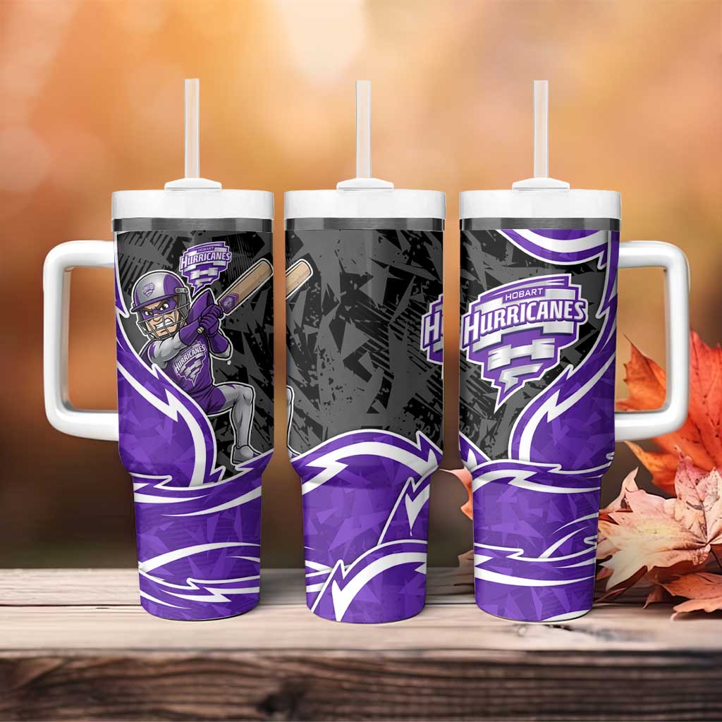 Hobart Hurricanes Tumbler With Handle Flaming Lightning Storm Geometric Sports Mascot Art
