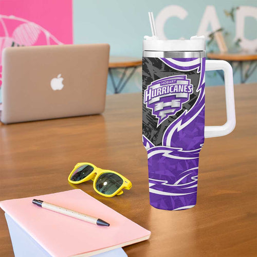 Hobart Hurricanes Tumbler With Handle Flaming Lightning Storm Geometric Sports Mascot Art